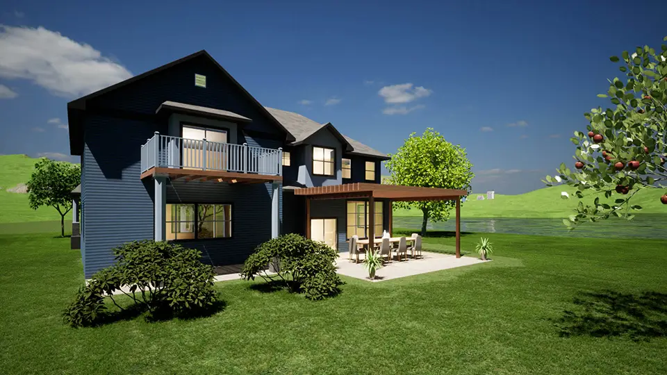 back yard view of house, rendering