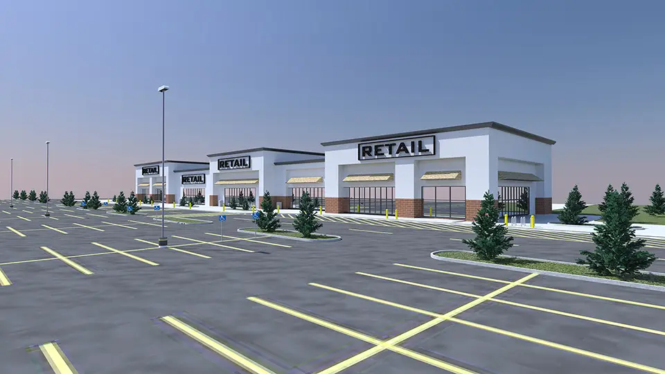 gray color version shopping center rendering
