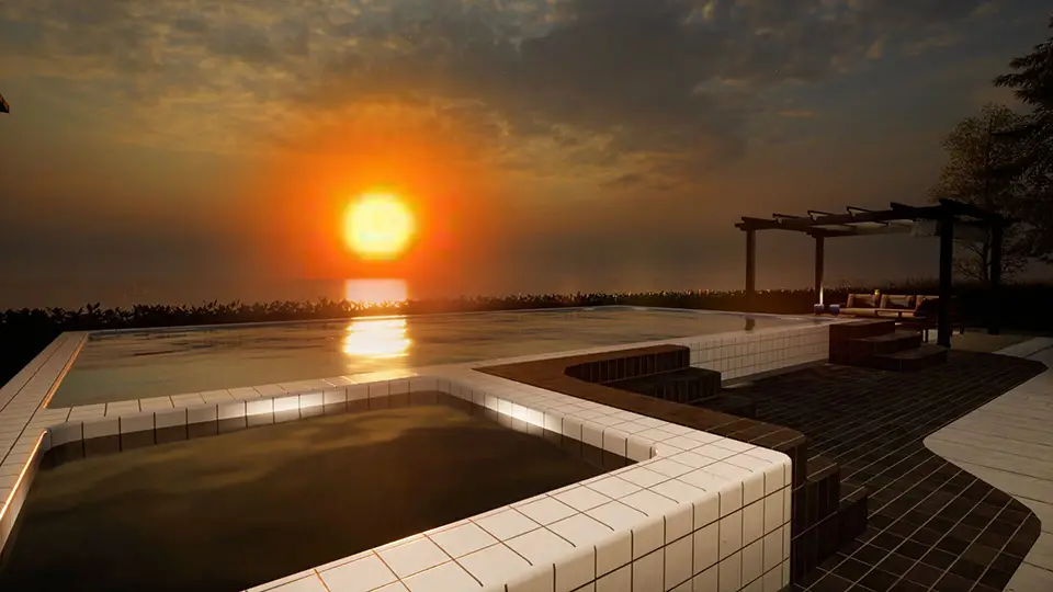 view from swimming pool rendering