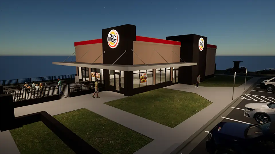 fast food restaurant rendering