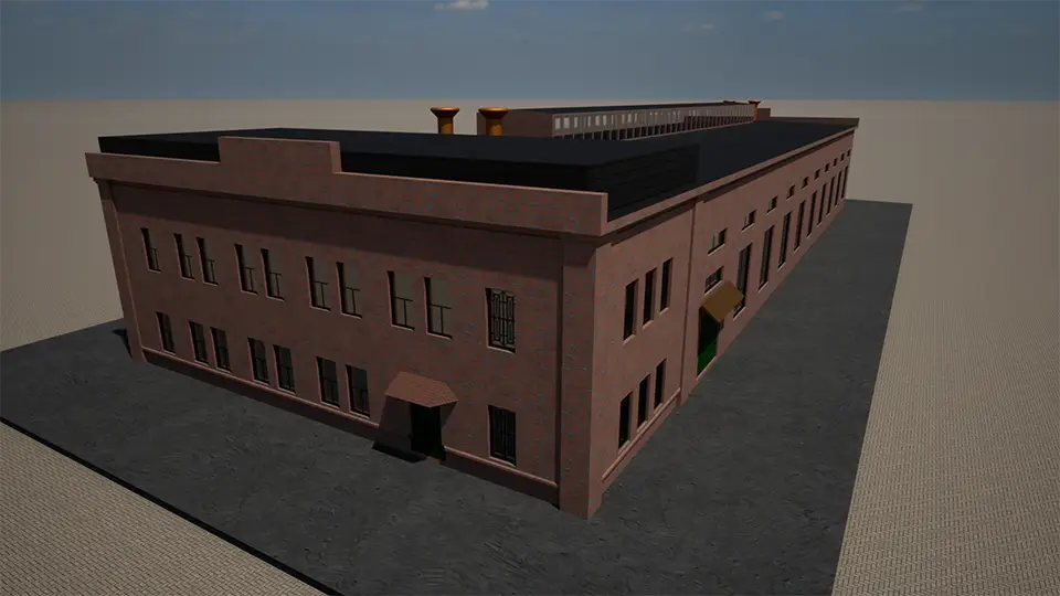 model of an old factory building