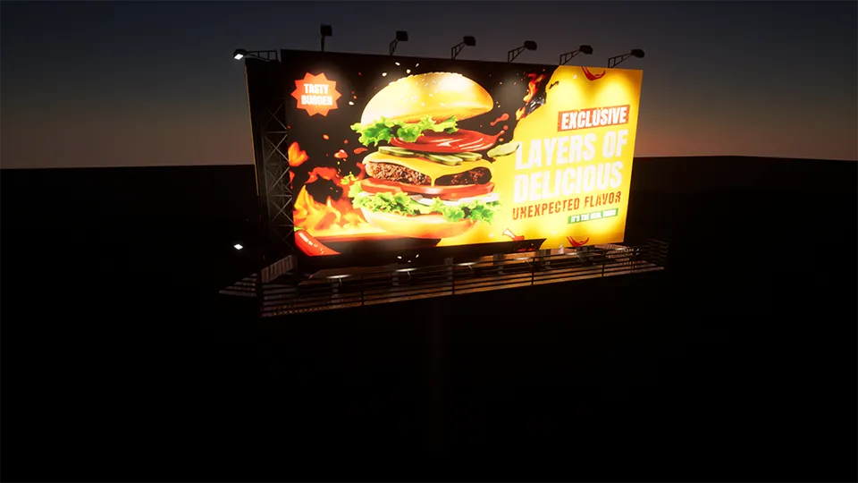 rendering of billboard at night