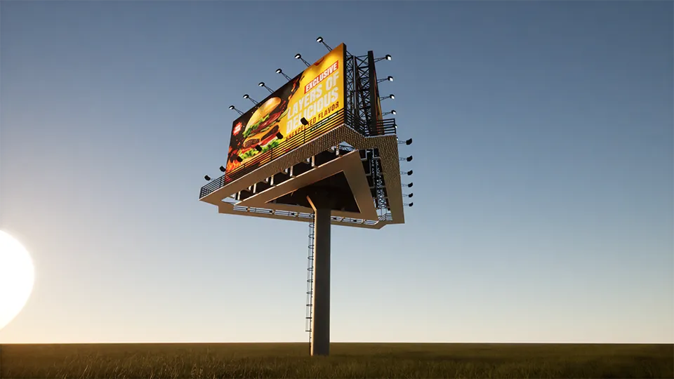 daytime rendering of three sided billboard