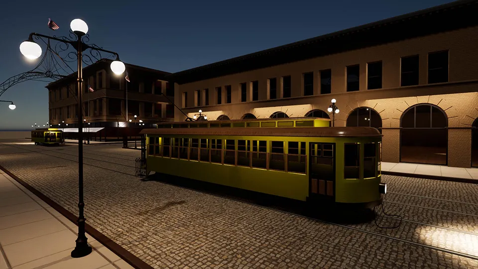 nighttime rendering of old town
