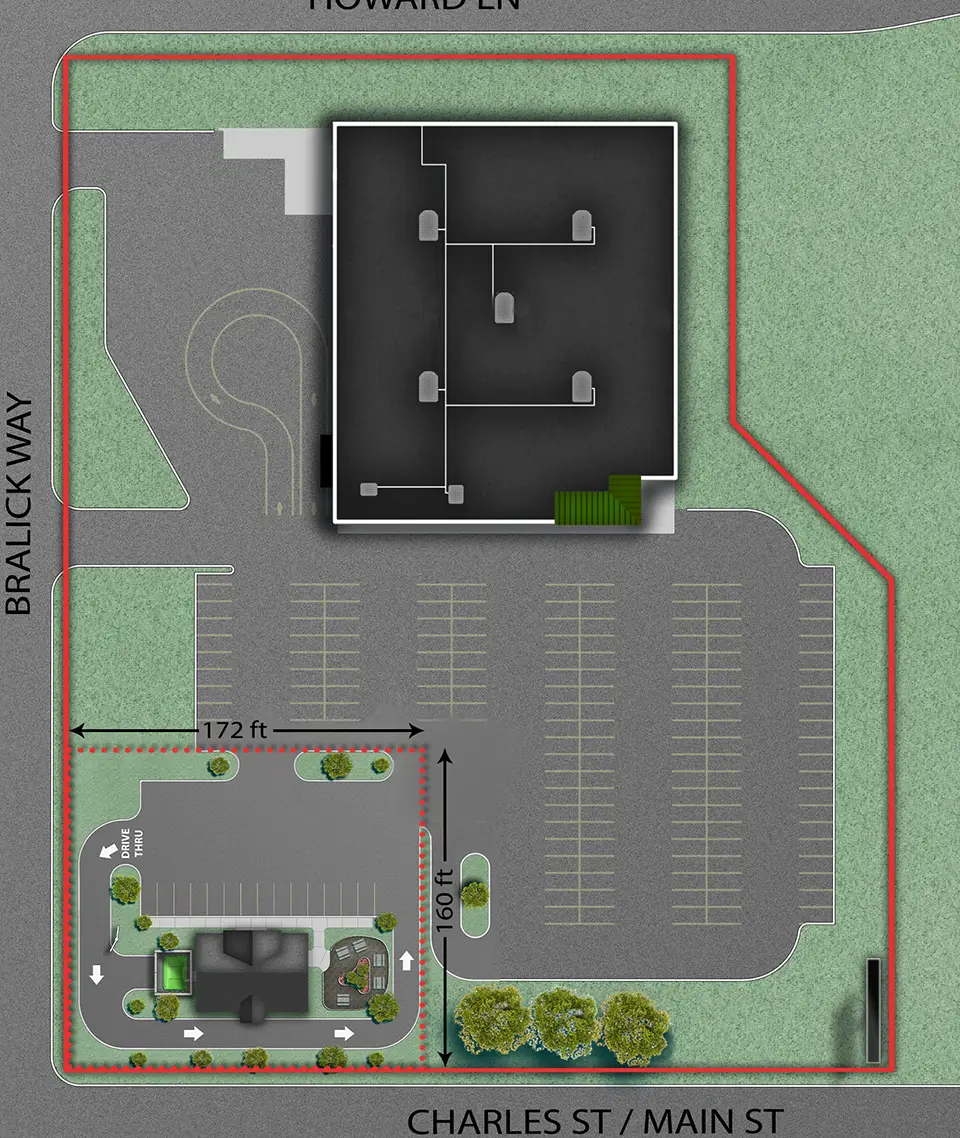 retail building with fast food restaurant site plan