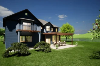 back yard view of house, rendering