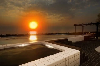 view from swimming pool rendering