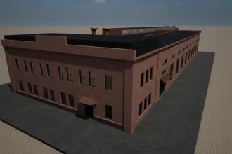 model of an old factory building
