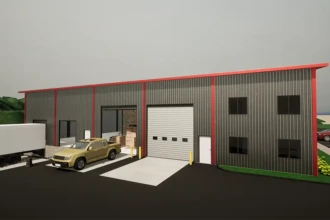 warehouse building side view rendering