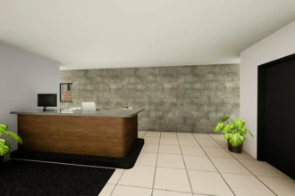 reception area at warehouse building