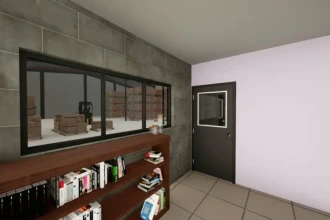 upper office view of warehouse