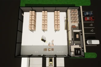 warehouse cutout view - overhead