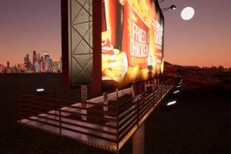 billboard walkway at night