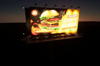 rendering of billboard at night