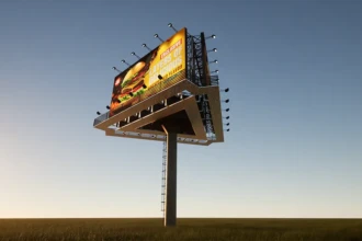 daytime rendering of three sided billboard
