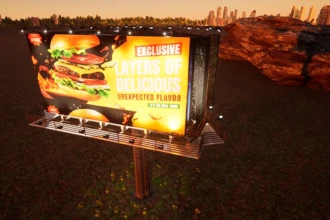 aerial view of three sided billboard
