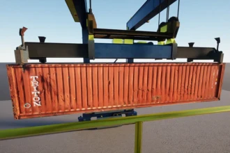 view of container from crane platform