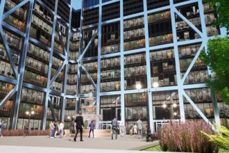 office building rendering courtyard view