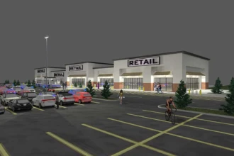 evening view of retail store