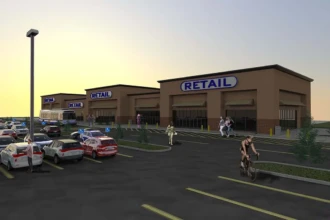 shopping center with people walking
