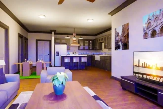open floor plan condo