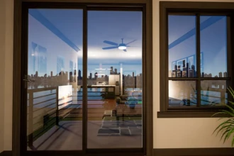 patio door of condo rendering