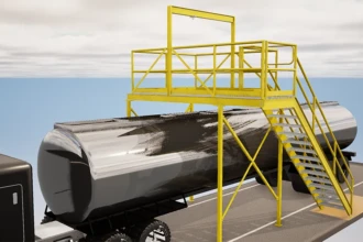 platform and stairs to access tanker trailer