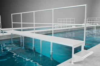 crossover catwalk over water pool