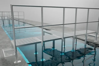 crossover catwalk for chemical pool