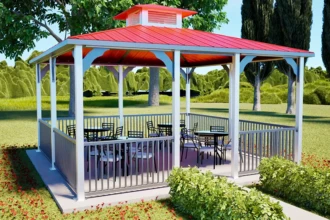 full view of gazebo with seating