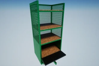small order rack with plywood shelves